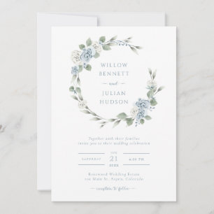 Elegant Dusty Blue Wedding Invitation