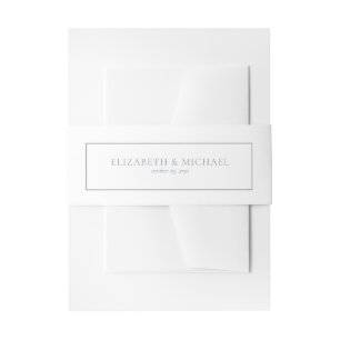 Elegant Dusty Blue  Wedding  Invitation Belly Band