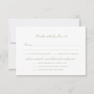 Elegant Dusty Blue Wedding Meal Options  RSVP Card