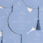 Elegant Dusty Blue Wedding Menu Circle Card<br><div class="desc">The Personalized Elegant Dusty Blue Wedding Menu Circle Card is a refined choice for couples looking for a timeless wedding menu that complements their celebration. Designed for elegant receptions, it’s perfect for showcasing wedding menu ideas in a unique round format among your wedding menu cards and wedding menus. Ideal for...</div>