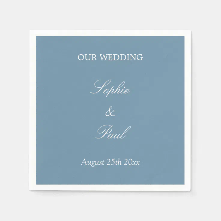 Elegant Dusty Blue Wedding Napkins Zazzle