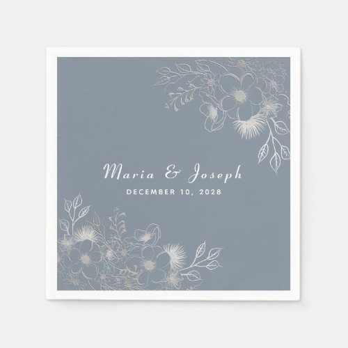 Elegant Dusty Blue Wedding Napkins