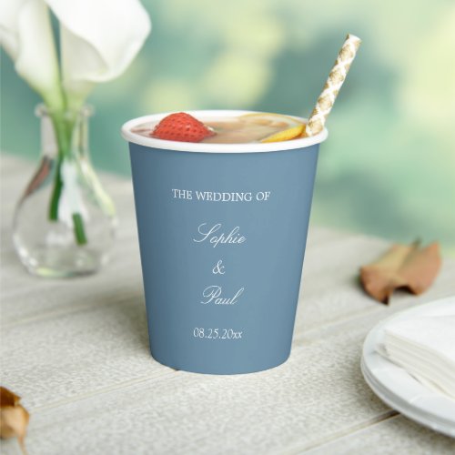 Elegant Dusty Blue Wedding Paper Cups