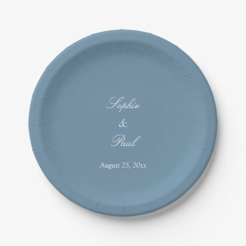 Elegant Dusty Blue Wedding Paper Plates