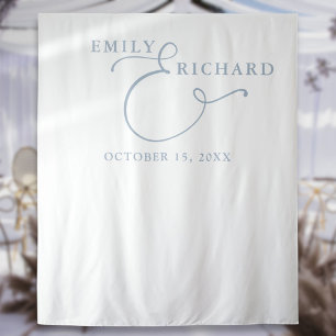 Elegant Dusty Blue Wedding Photo Backdrop