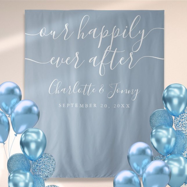Elegant Dusty Blue Wedding Photo Backdrop (Elegant Dusty Blue Wedding Photo Backdrop)