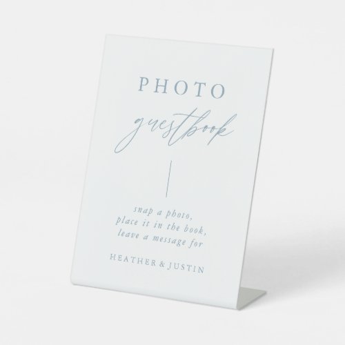 Elegant Dusty Blue Wedding Photo Guestbook Sign