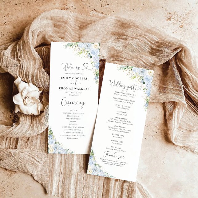 Elegant Dusty Blue Wedding Program (Creator Uploaded)