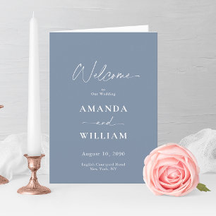 Elegant Dusty Blue Wedding Program