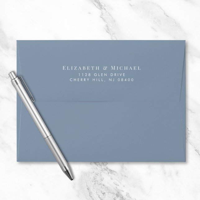 Elegant Dusty Blue Wedding Return Address Envelope (Creator Uploaded)