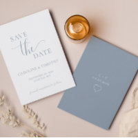 Elegant Dusty Blue Wedding Save The Date Card