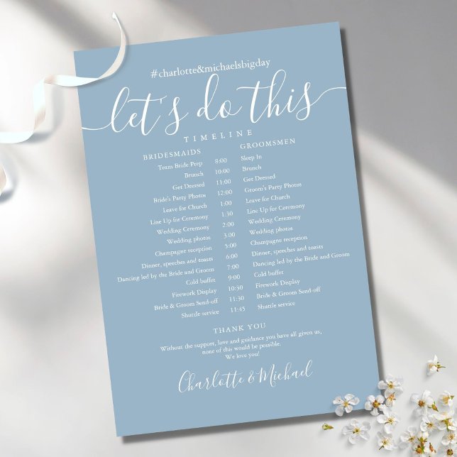 Elegant Dusty Blue Wedding Schedule Timeline (Creator Uploaded)