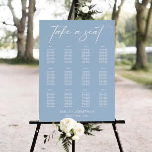 Elegant Dusty Blue Wedding Seating chart Foam Board