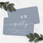 Elegant Dusty Blue Wedding Shower Gift Registry Enclosure Card<br><div class="desc">Minimal Simple Elegant Dusty Blue Wedding Shower Registry insert cards. This modern wedding or bridal shower gift registry enclosure card design is simple and elegant with a chic solid color background and trendy signature script calligraphy font. Shown in the new Colorway. Also features a simple monogram on the back side....</div>