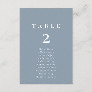 Elegant Dusty Blue Wedding Table Number