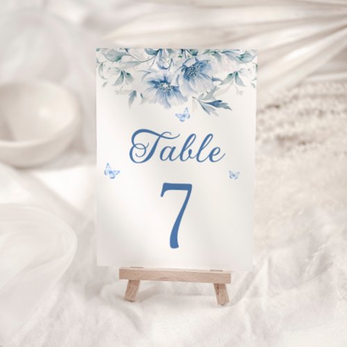 Elegant Dusty Blue Wedding Table Number