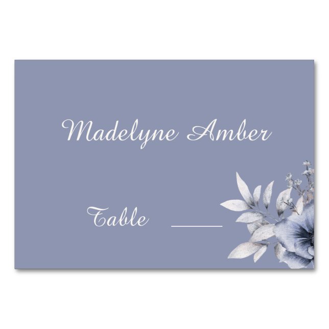 Elegant Dusty Blue Wedding Table Number (Front)