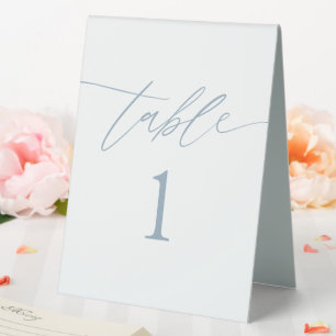 Elegant Dusty Blue Wedding Table Numbers Tent