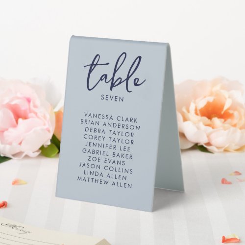 Elegant Dusty Blue Wedding Table  Table Tent Sign