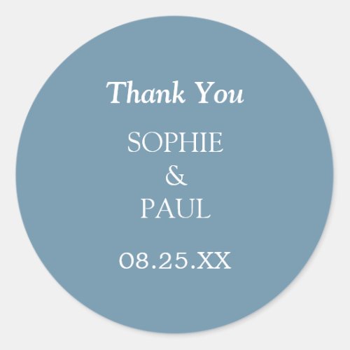 Elegant Dusty Blue Wedding Thank You Sticker