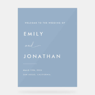 Elegant Dusty Blue Wedding Welcome Acrylic Sign