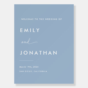 Elegant Dusty Blue Wedding Welcome  Foam Board
