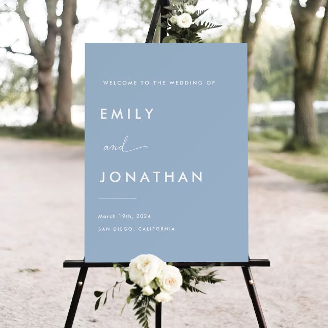 Elegant Dusty Blue Wedding Welcome  Foam Board (Creator Uploaded)