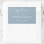 Elegant Dusty Blue Wedding Welcome Gift Rectangular Sticker<br><div class="desc">Elegant Dusty Blue Wedding Welcome Gift Stickers</div>