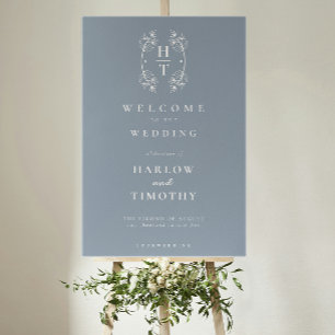 Elegant Dusty Blue Welcome Wedding Board