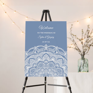 Elegant dusty blue white lace mandala classic foam board