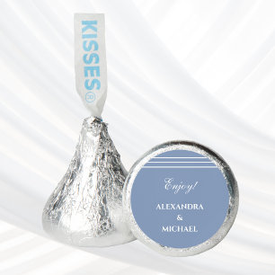 Elegant Dusty Blue White Modern Wedding Hershey®'s Kisses®