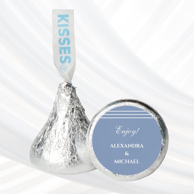 Elegant Dusty Blue White Modern Wedding Hershey®'s Kisses® (Creator Uploaded)