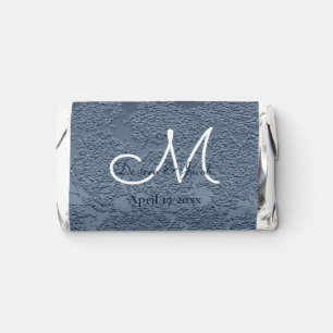 Elegant Dusty Blue White Wedding Monogram Hershey's Miniatures