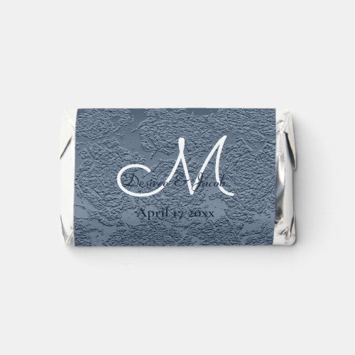 Elegant Dusty Blue White Wedding Monogram Hersheys Miniatures