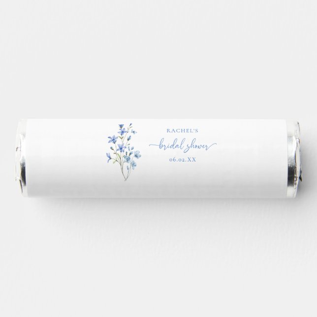 Elegant Dusty Blue Wildflower Bridal Shower Breath Savers® Mints (Front)
