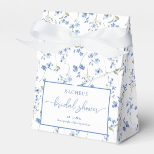 Elegant Dusty Blue Wildflower Bridal Shower Favor Boxes