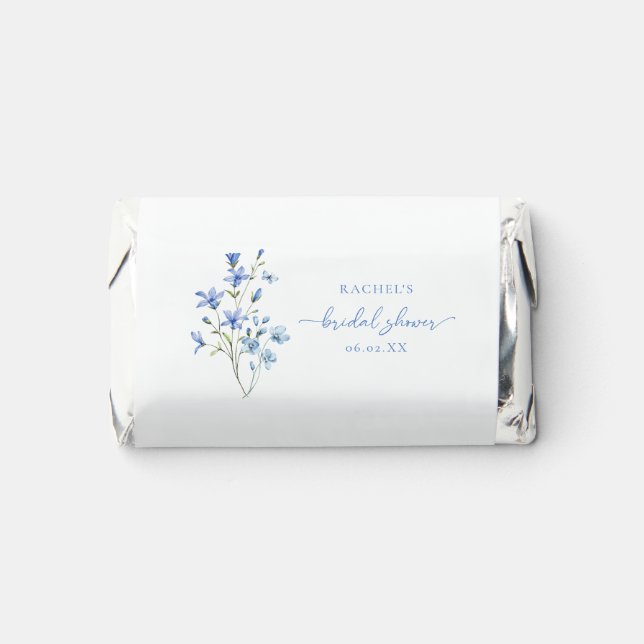 Elegant Dusty Blue Wildflower Bridal Shower Hershey's Miniatures (Front)