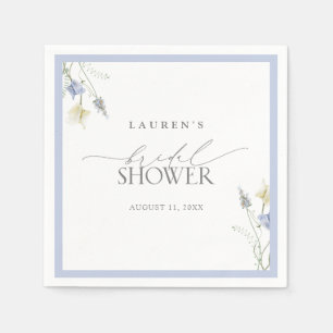 Elegant Dusty Blue Wildflower Bridal Shower Napkins