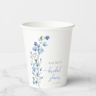 Elegant Dusty Blue Wildflower Bridal Shower Paper Cups