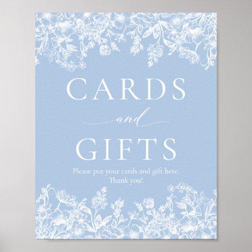 Elegant Dusty Blue Wildflower Cards and Gifts Sign