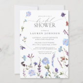 Elegant Dusty Blue Wildflower Floral Bridal Shower Invitation | Zazzle