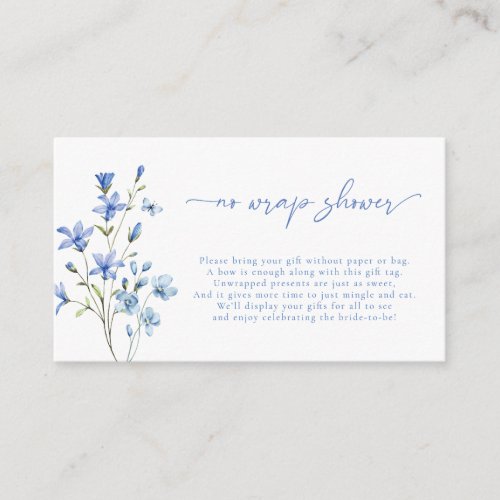Elegant Dusty Blue Wildflower No Wrap Enclosure Card
