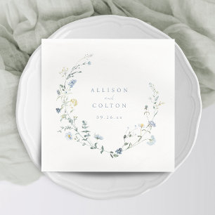 Elegant Dusty Blue Wildflower Rustic Boho Wedding Napkins