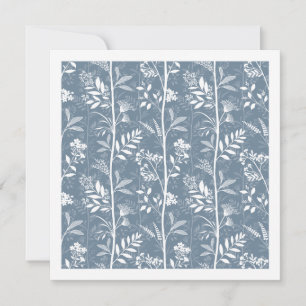 Elegant Dusty Blue Wildflower Silhouette Art Note Card