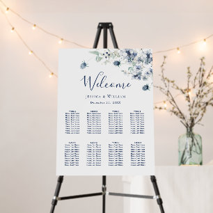 Elegant Dusty Blue Winter 8 Tables SEATING CHART Foam Board