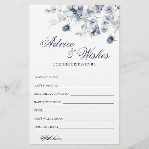 Elegant Dusty Blue Winter Foliage Advice Card