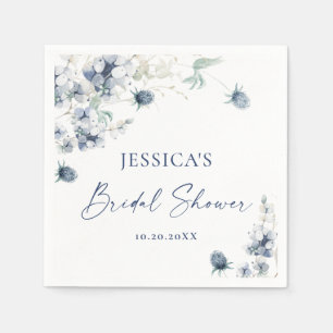 Elegant Dusty Blue Winter Foliage Bridal Shower Napkins