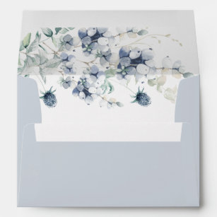 Elegant Dusty Blue Winter Foliage for 5x7 card Envelope