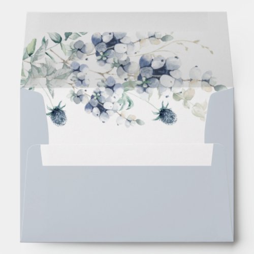 Elegant Dusty Blue Winter Foliage for 5x7 card Envelope