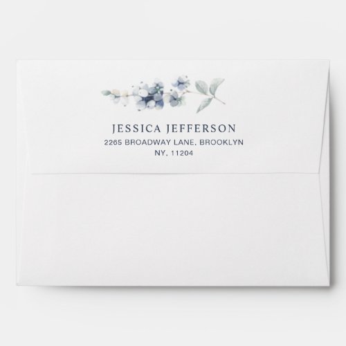 Elegant Dusty Blue Winter Foliage for 5x7 card Envelope